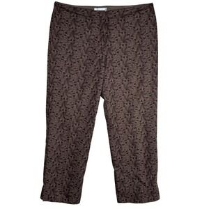 Dana Buchman Pants Womens‎ 8 Brown Jacquard Floral Cropped Capri Lined Side Zip